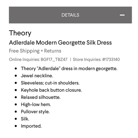 • THEORY ADLERDALE MODERN GEORGETTE SILK DRESS • - Picture 9 of 9